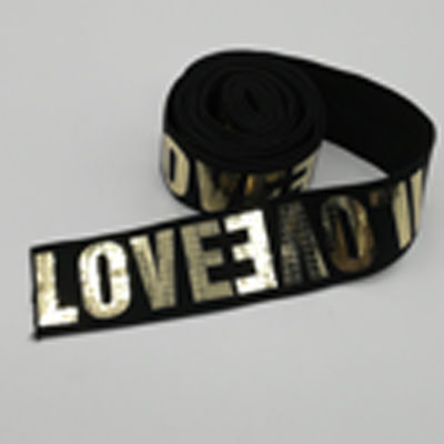 China Letters Printing Decorative Elastic Bands 38mm Width 100% Polyester Material supplier