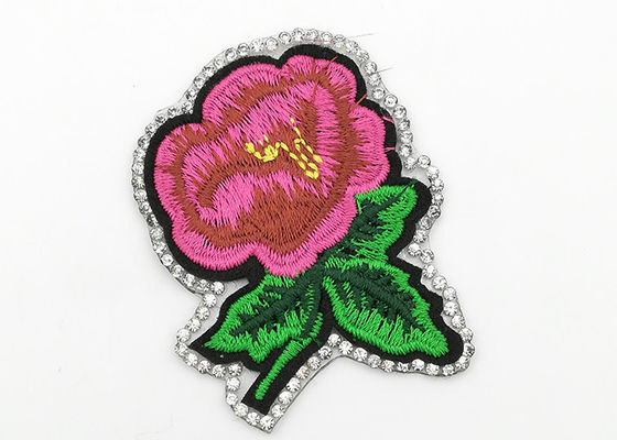 China Delicate Flower Iron On Patches , Embroidered Flower Appliques Bright Color supplier