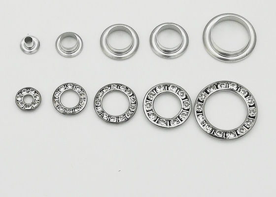 China Round Metal Eyelet Rings With Rhinestone , Copper Grommets Eyelets Elegant supplier
