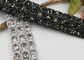 Rhinestones Elastic Ribbon Trim , Black / Silver Gorgeous Elastic Stretch Ribbon supplier