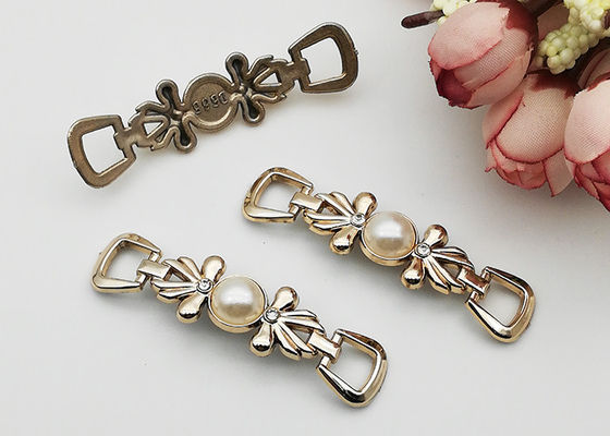 China Faux Pearl Silver Shoe Buckles And Clips Decorative Accessories Different Colors supplier