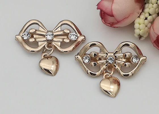 China LHZ1004 Zinc Alloy And Rhinestone Shoe Accessories Buckle Replacement Bow Shape supplier