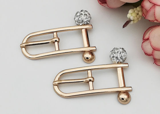 China Beautiful Rectangle Small Shoe Buckles , Zinc Alloy Gold Metal Buckle Fashionable supplier